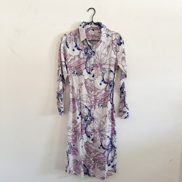 NEW Las Surenas Purple Amor Linen Shirt Dress XS - Picture 2 of 9